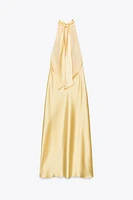 SATIN HALTER MIDI DRESS
