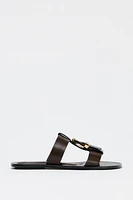 DOUBLE STRAP BUCKLE FLAT SANDALS