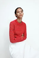 SHORT STRIPED KNIT SWEATER