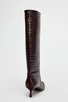 THIN HEEL EMBOSSED BOOTS