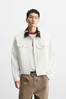 ANIMAL PRINT DENIM COLLAR JACKET