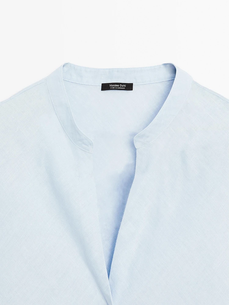 Blouse fluide col ouvert 100 % lin