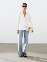 100% linen blazer with lapel detail