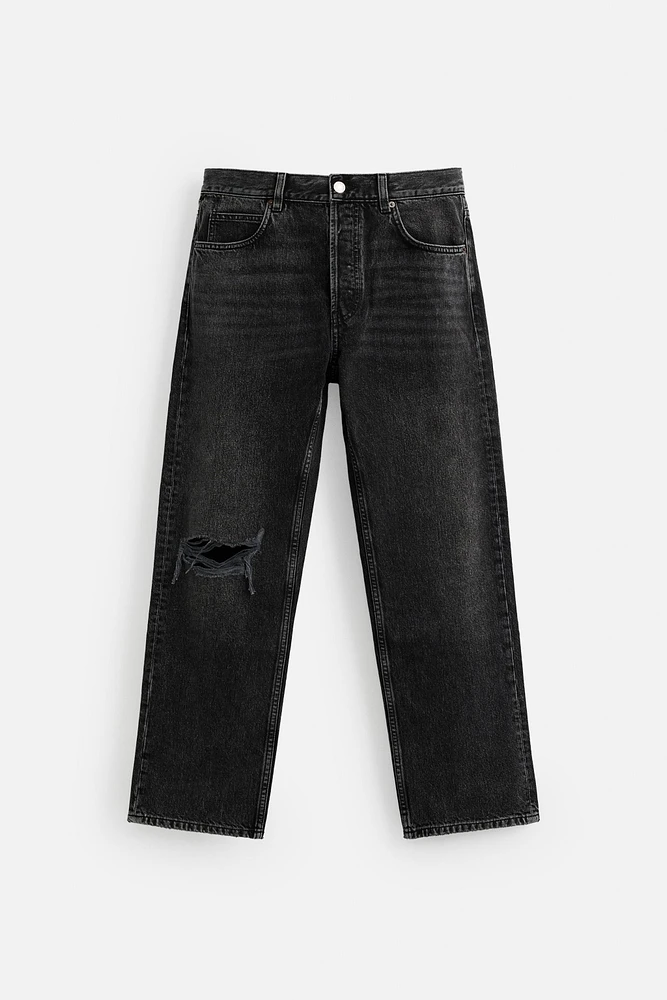 RIPPED REGULAR STRAIGHT FIT JEANS
