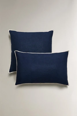 HOUSSE DE COUSSIN LIN BORD
