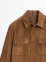 Chemise légère en cuir finition daim