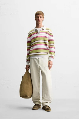 STRIPED KNIT POLO SHIRT