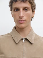 Short suede leather jacket