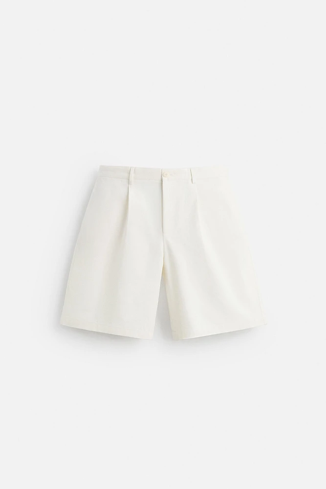 BERMUDA EN COTON - LIN PLIS