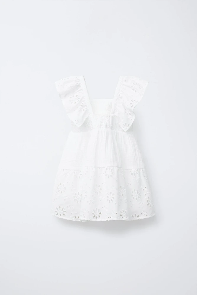 ROBE À TEXTURE FLEURS BRODÉES