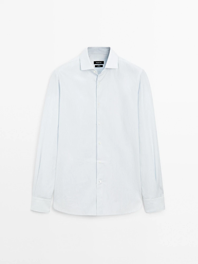 Chemise slim micro-rayures 100 % coton