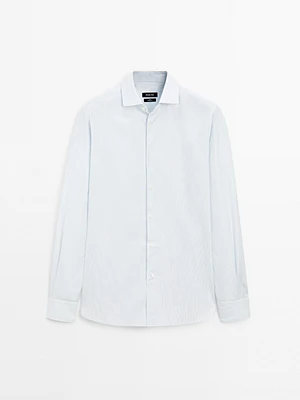 Chemise slim micro-rayures 100 % coton