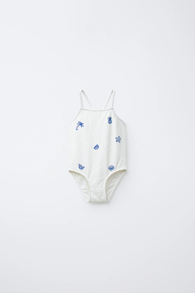 2-6 ANS/ MAILLOT DE BAIN TEXTURÉ BRODÉ
