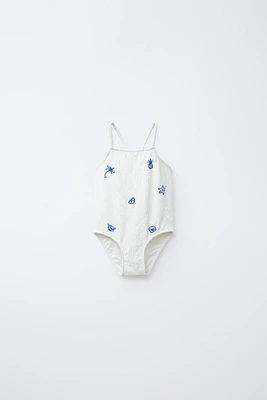 2-6 ANS/ MAILLOT DE BAIN TEXTURÉ BRODÉ