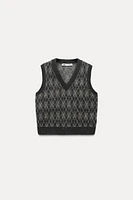 ARGYLE JACQUARD KNIT SWEATER VEST