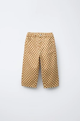 PANTALON EN SERGÉ À CARREAUX DAMIER