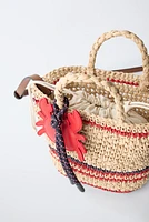RAFFIA CROSSBODY BAG WITH CRAB CHARM