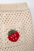 BERMUDA EN MAILLE FRAISE CROCHET