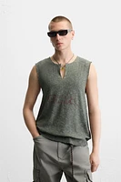 T-SHIRT TANK EN MAILLE À IMPRIMÉ DÉLAVÉ