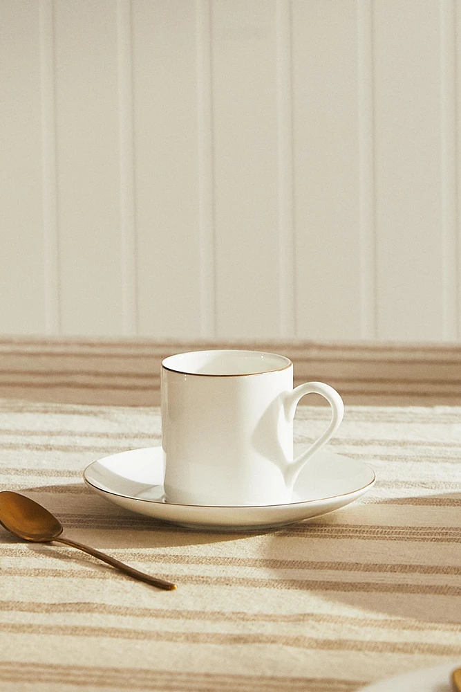 TASSE À CAFÉ AVEC SOUCOUPE PORCELAINE BONE CHINA BORD