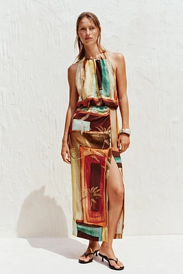 TROPICAL PRINT MIDI DRESS