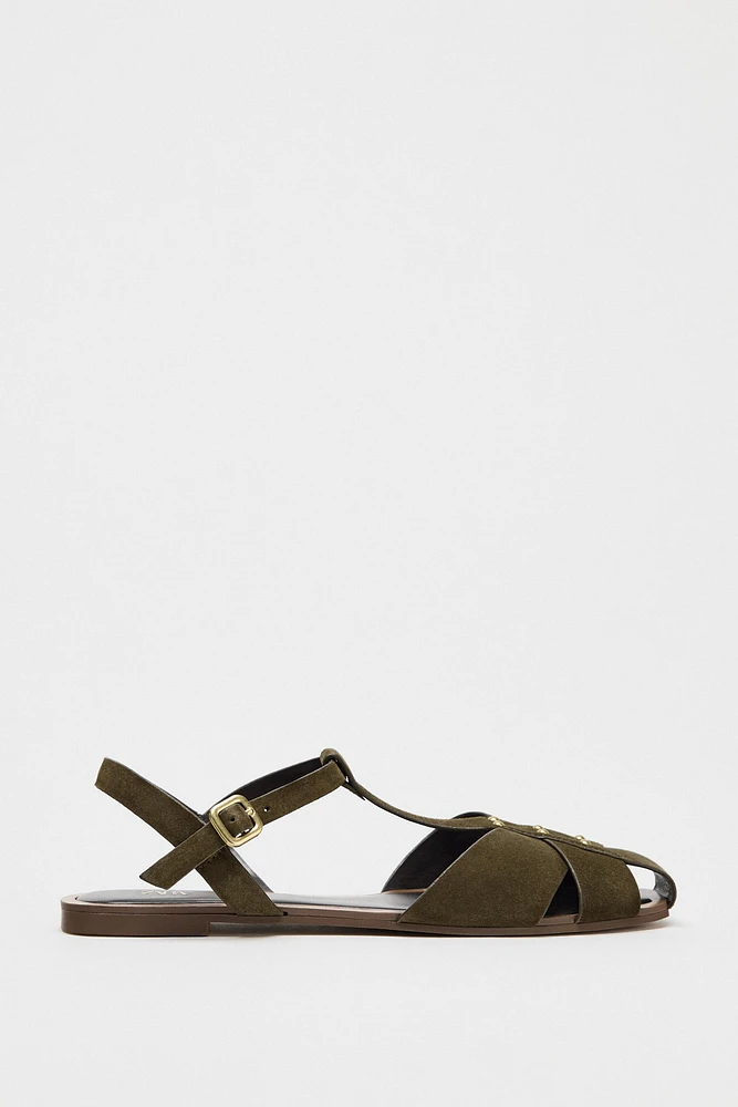 SPLIT LEATHER FISHERMAN SANDALS