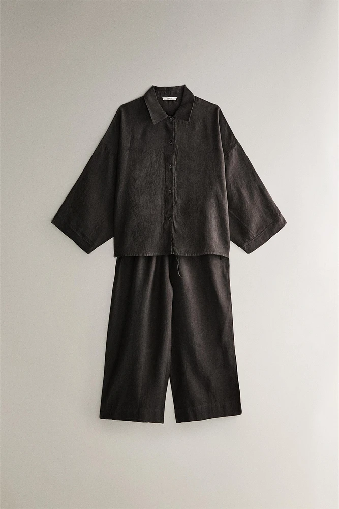 LINEN PANTS WITH WIDE HEM