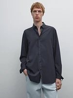 Cotton blend regular fit twill shirt