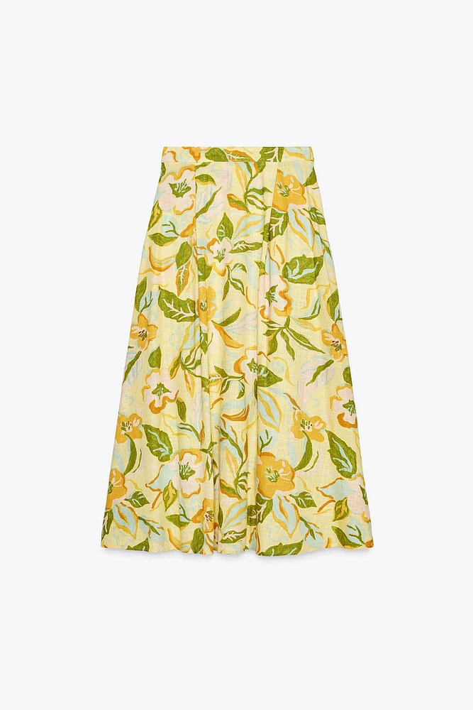 PRINTED LINEN SKIRT