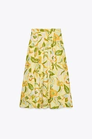 PRINTED LINEN SKIRT