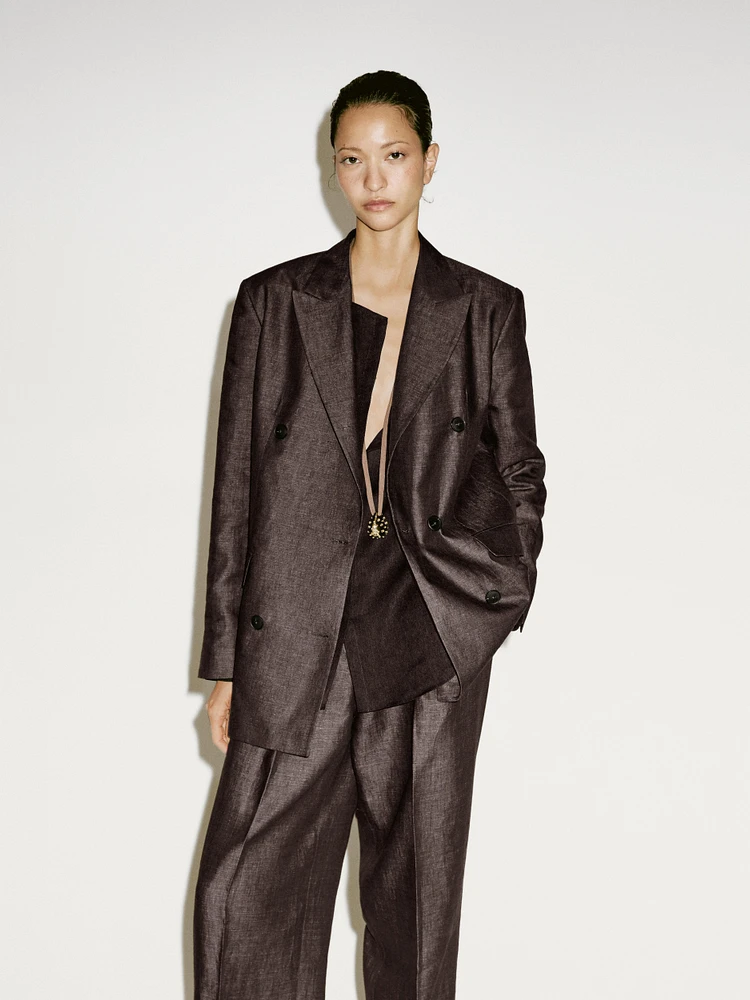 Pantalon à pince en lin chiné - Limited Edition