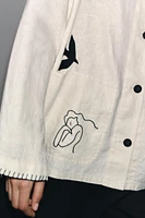 EMBROIDERED LINEN OVERSHIRT ZW COLLECTION