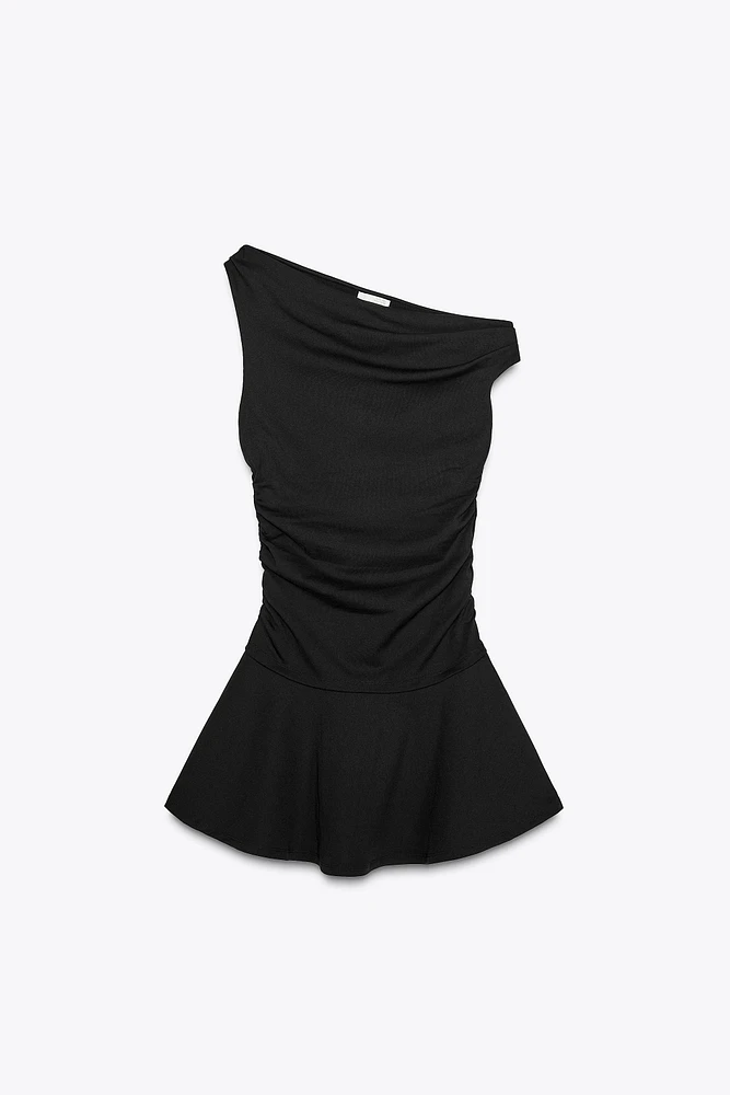 RUCHED TEXTURED DRESS