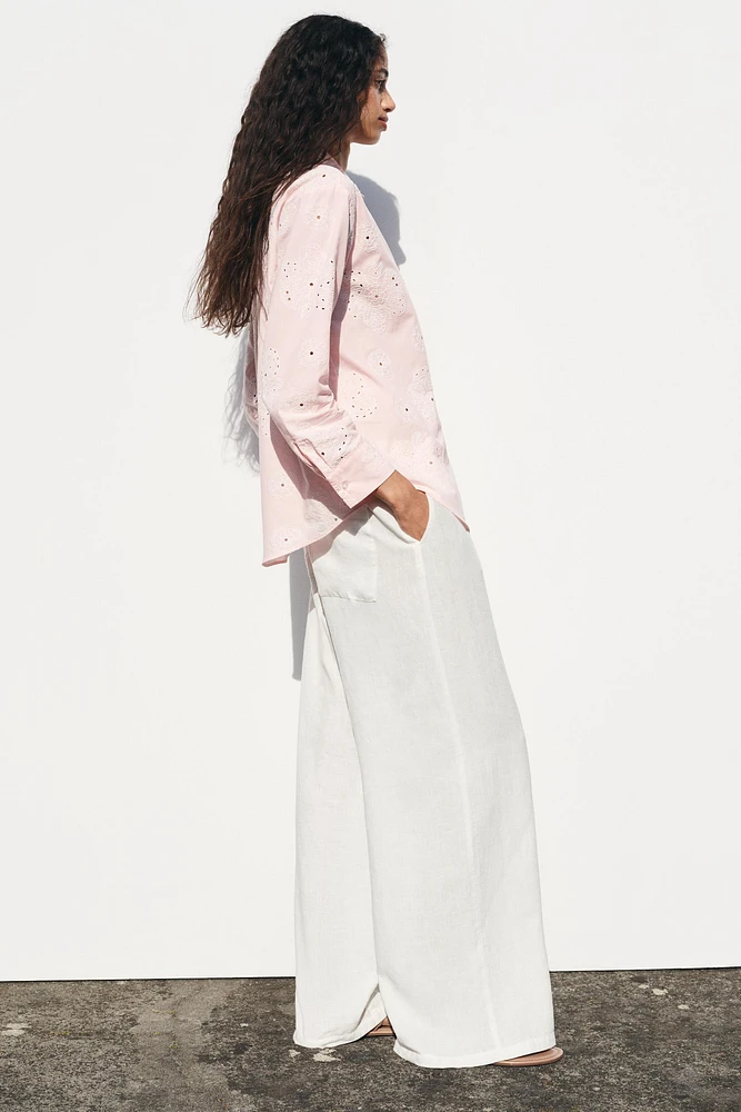 CHEMISE BRODERIES EFFET GOMME