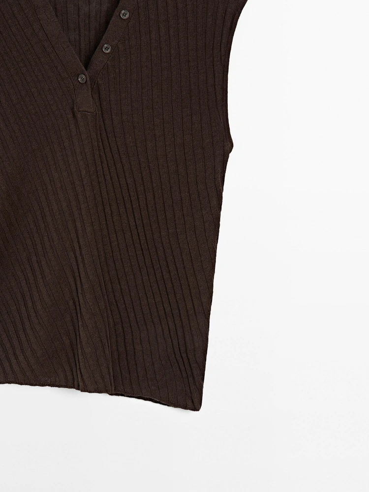 Top en maille fine 100 % lin