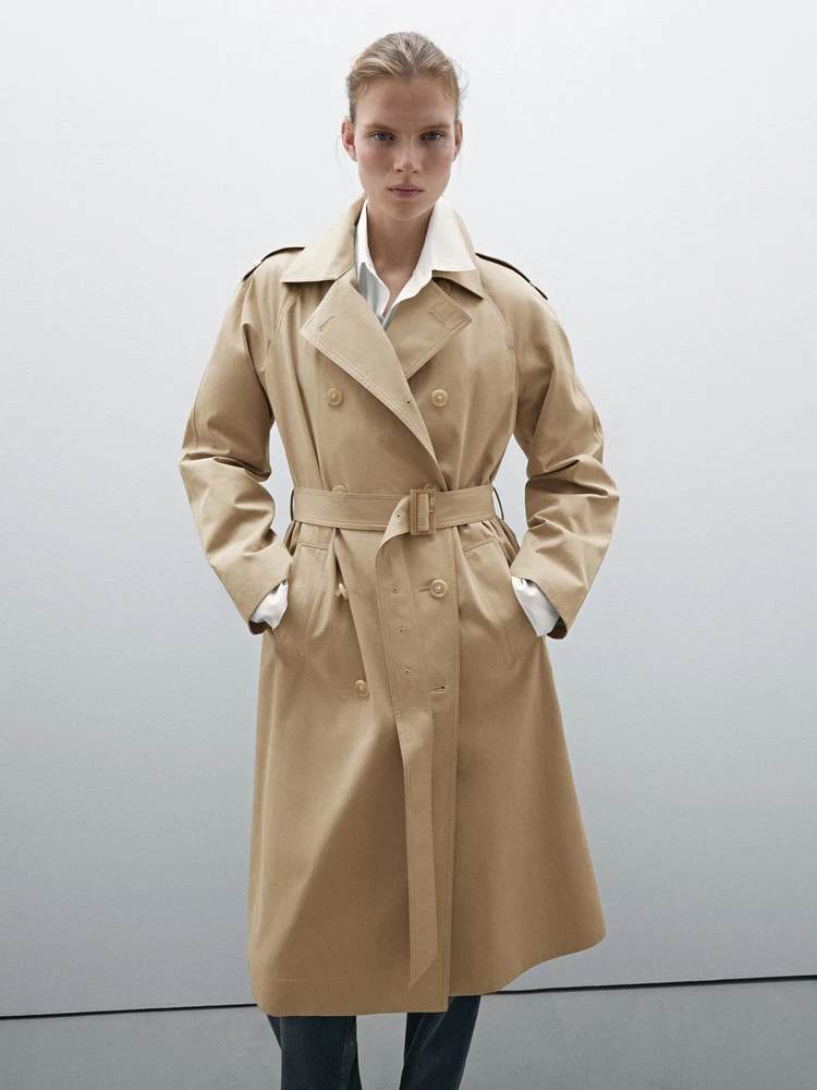 Water repellent classic trench coat