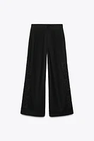 MULTI-PLEAT EMBROIDERED PANTS