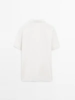 Cotton blend slim fit knit polo shirt
