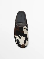 Animal print hair-on clogs