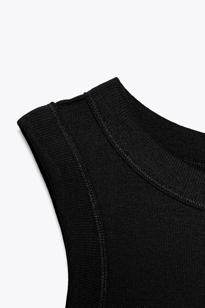 SLEEVELESS RIBBED T-SHIRT