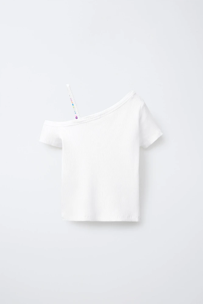 T-SHIRT ASYMÉTRIQUE RIB FANTAISIE
