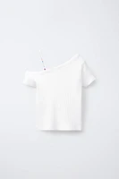 T-SHIRT ASYMÉTRIQUE RIB FANTAISIE