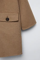 WOOL BLEND HOODED DUFFLE COAT