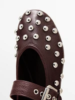 Ballet flats with studded buckles