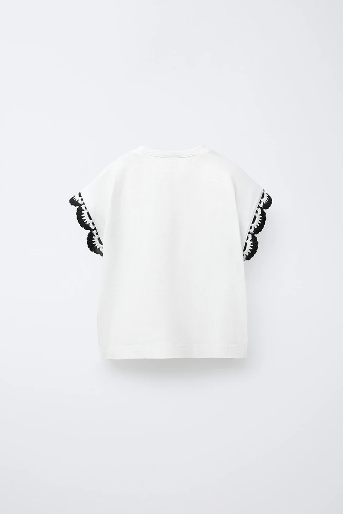 CROCHET SLEEVE T-SHIRT
