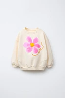 FLORAL EMBROIDERED TEXT SWEATSHIRT