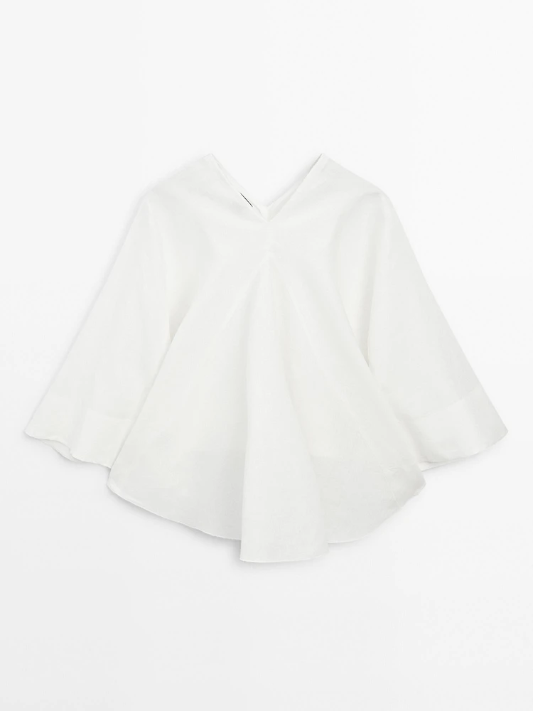 Flowing linen cape shirt - Studio