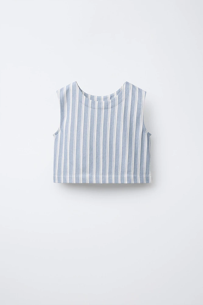 BOW TRIM STRIPED TOP