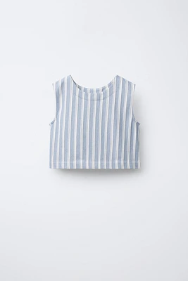 BOW TRIM STRIPED TOP