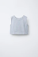 BOW TRIM STRIPED TOP